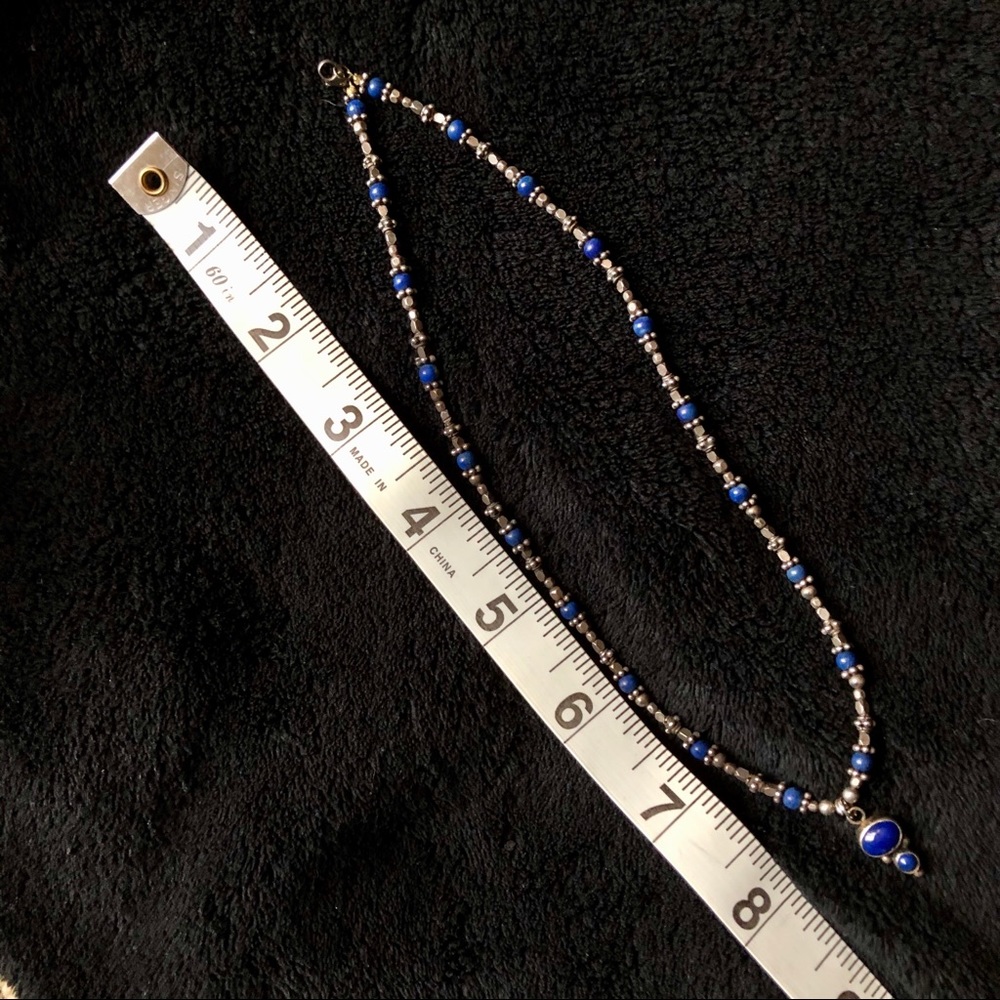 Lapis and Silver Beaded Necklace - Picture 7 of 7